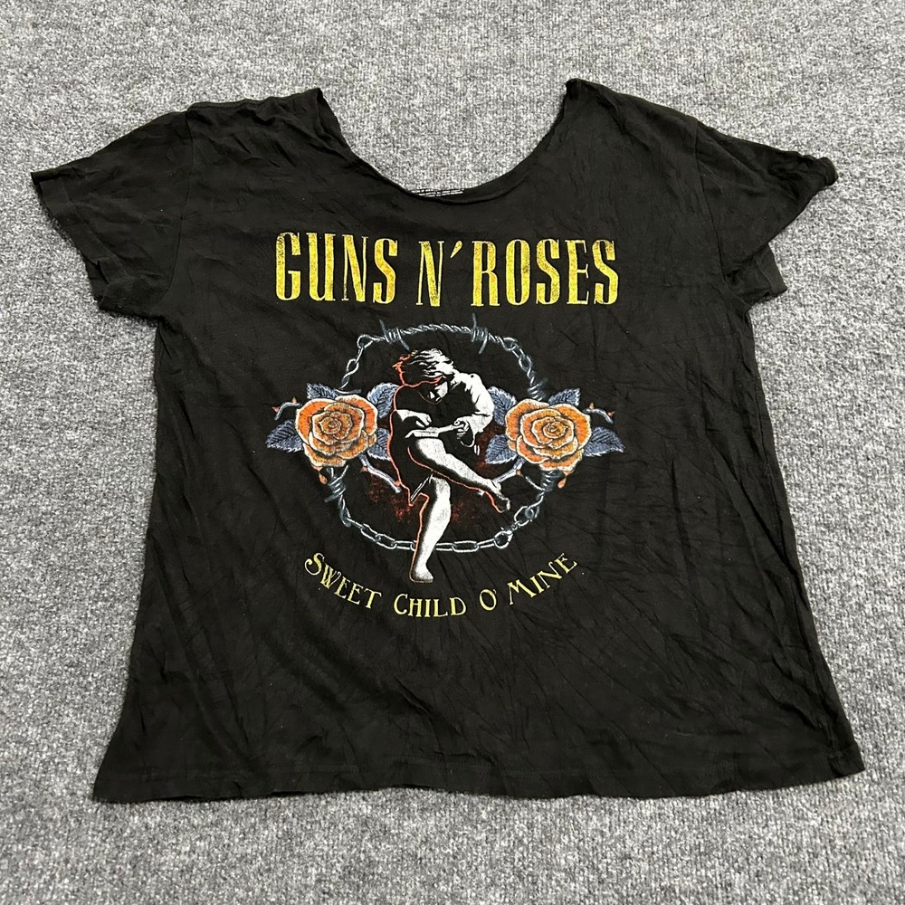 Bravado T-Shirt Womens Size L Black Guns N Roses Sweet Child O Mine Graphic Rock